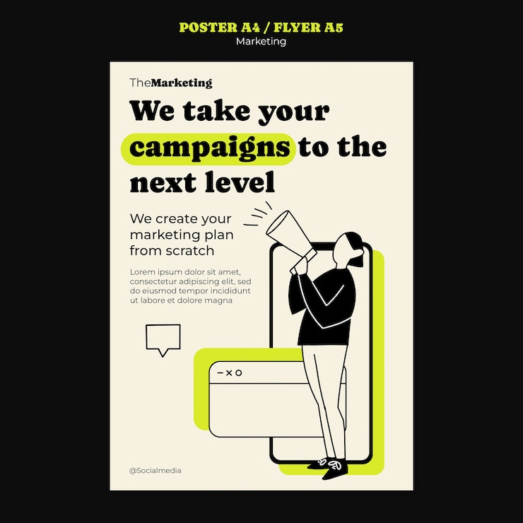PSD vorm voor een poster met een marketingstrategie