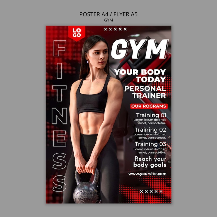 PSD vorm voor gymtrainingsposter