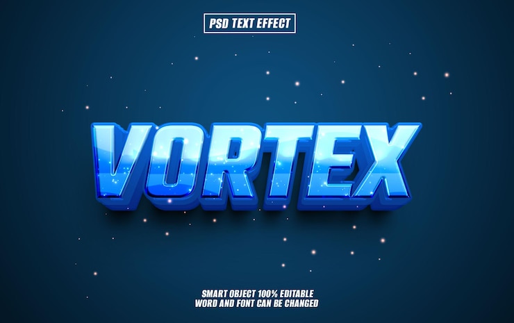 PSD vortex text effect font editable typography 3d text