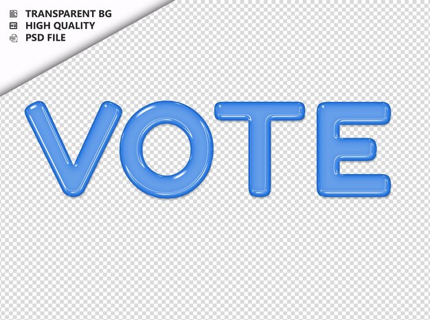 PSD vote typography text glosy glass psd transparent