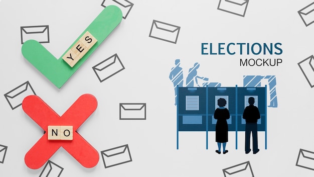 voting for elections mock-up with people