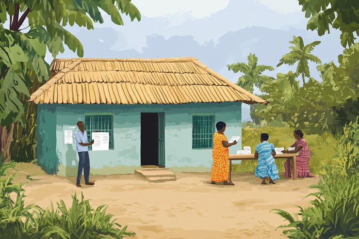 PSD voting at a rural polling station in africa