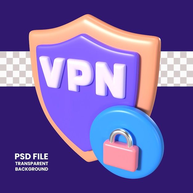 PSD 3d vpn 일러스트레이션 아이콘