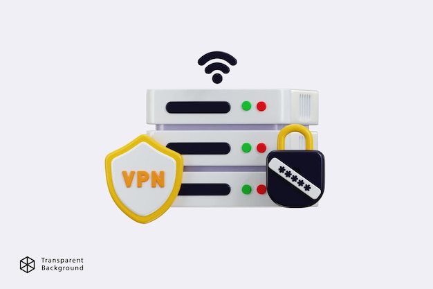 VPN beschermd datacentrum icoon 3D rendering vector illustratie