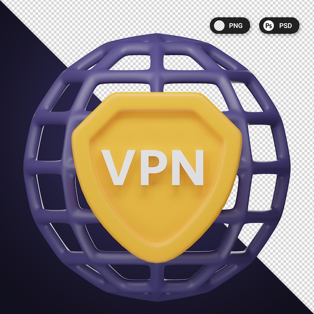 Vpn cyber security icons set ux ui web design elements 3d rendering