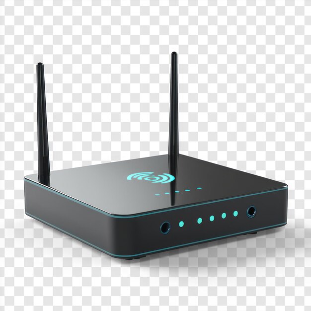 VPN router with a sleek functional design isolated on transparent background