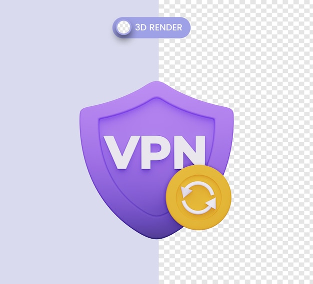 Vpn security icon 3d illustration for web protection