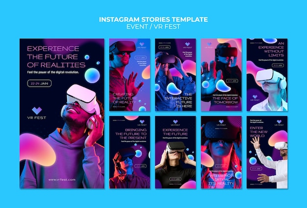 Modello di progettazione di storie di instagram di eventi vr