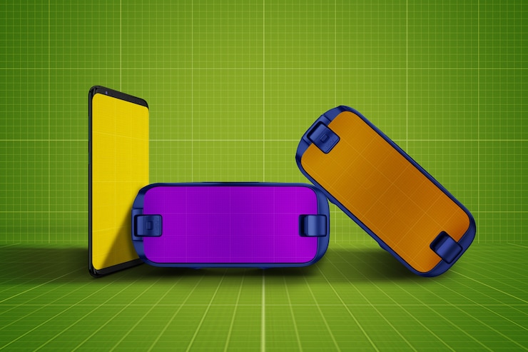 PSD vr glasses and tablet mockup