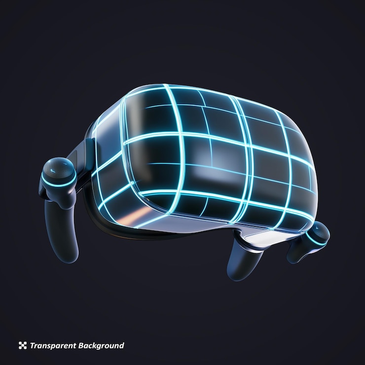 PSD концепция vr-гарнитуры с 3d-иконой на прозрачном фоне