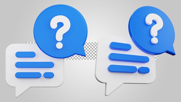 Vraag bubble chat op transparante achtergrond 3D Render