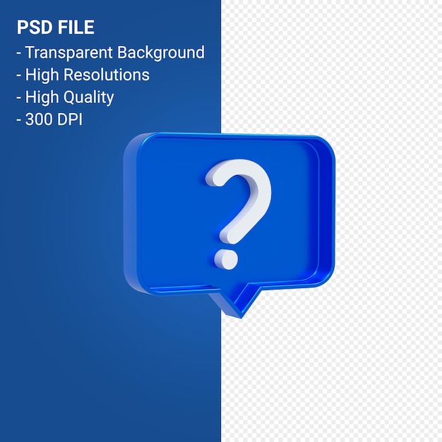 Vraagteken melding 3d pictogram geïsoleerd