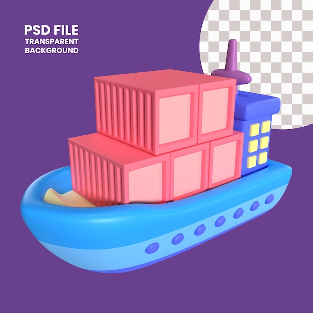 PSD vrachtschip 3d illustratie pictogram