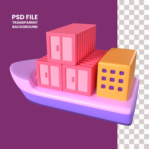 PSD vrachtschip 3d illustratie pictogram