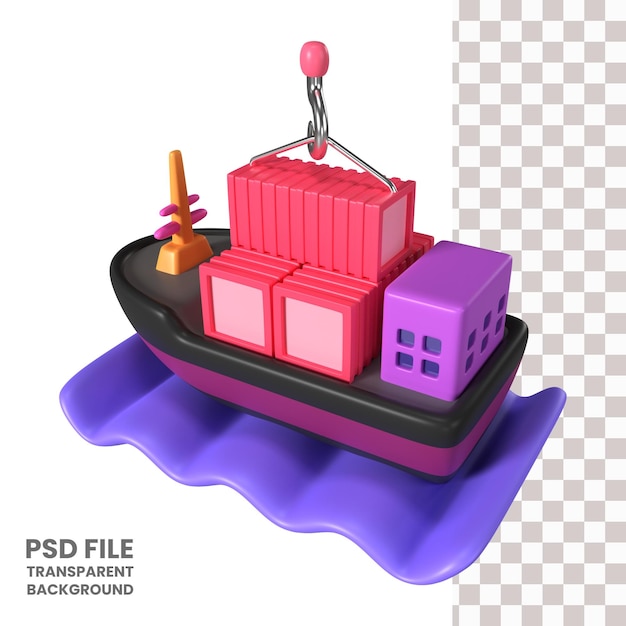 PSD vrachtschip 3d illustratie pictogram