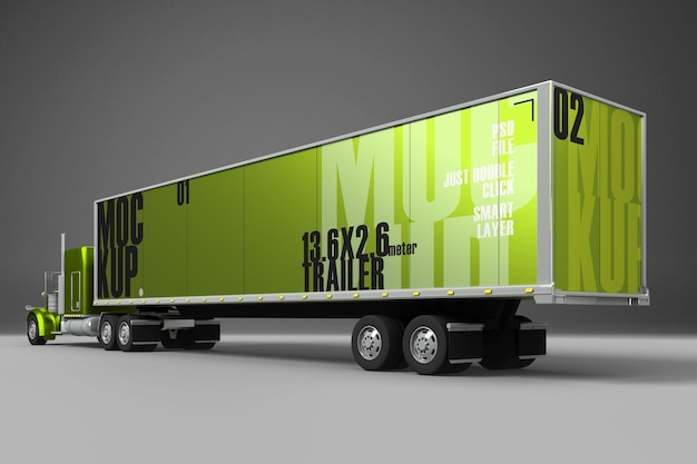 Vrachtwagen met aanhangwagen mock-up