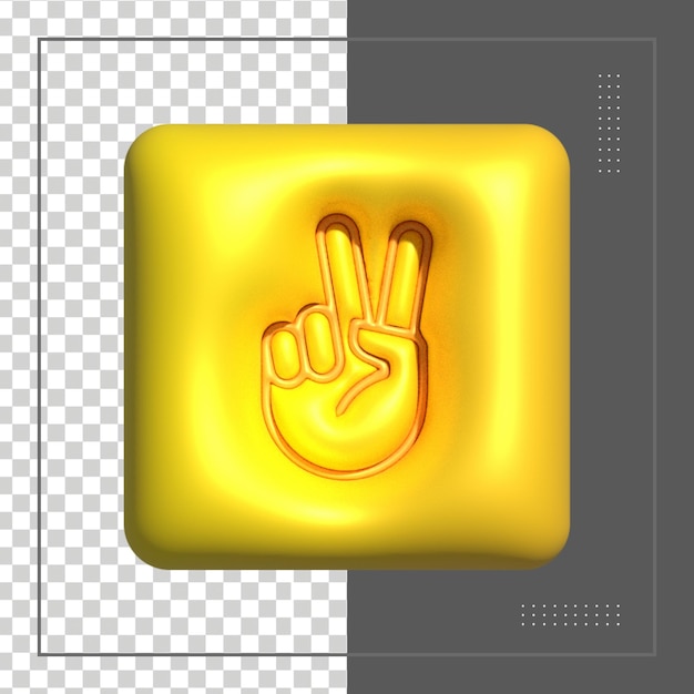 Vrede gebaar handpictogram of overwinning liefde en vrede menselijke hand 3d-rendering illustratie