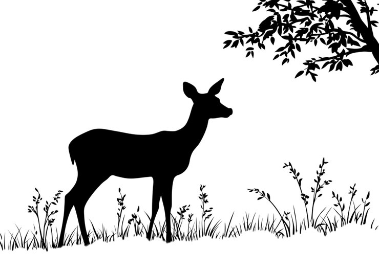 PSD vreedsame avondscène met graaiende dieren