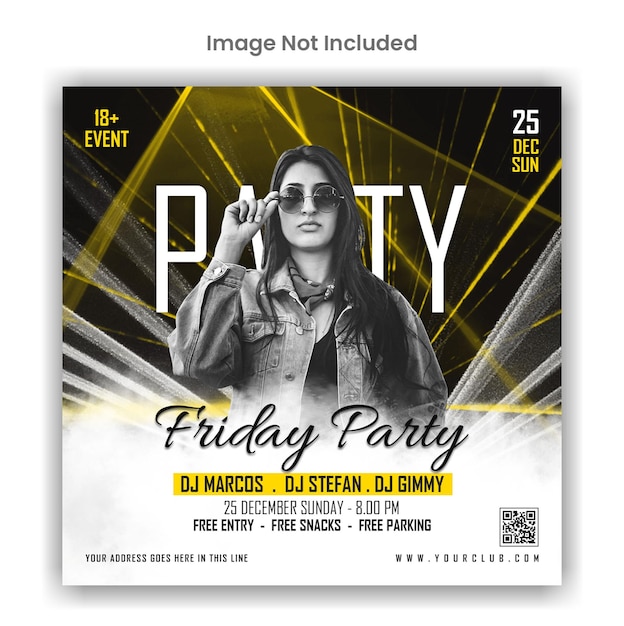 Vrijdag feest sociale media of Instagram post sjabloonontwerp