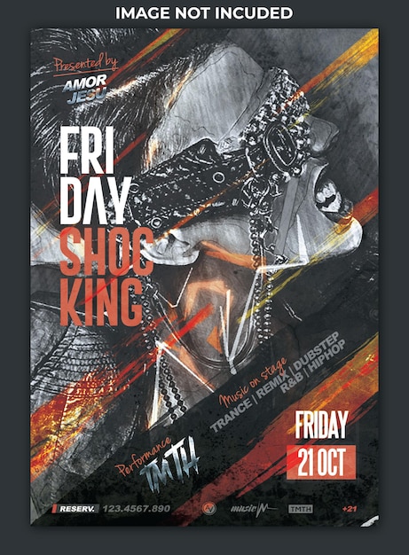 PSD vrijdag trance amp shocking flyer template