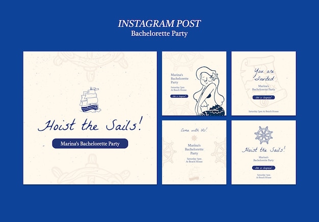 PSD vrijgezellenfeest instagram post sjabloonontwerp