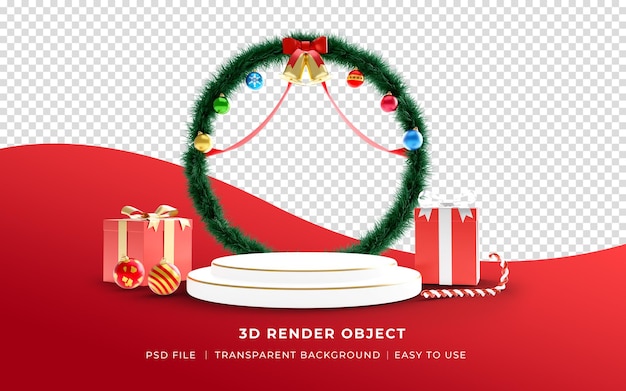 Vrolijk kerstfeest 3d render object kerstpodium