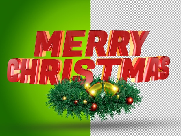 PSD vrolijk kerstfeest 3d-rendering premium psd