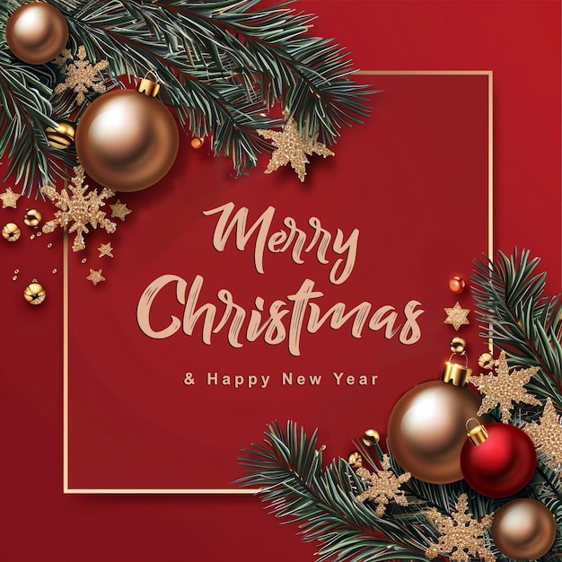 Vrolijk kerstfeest en Gelukkig Nieuwjaar achtergrond Groetekaart banner poster sjabloon