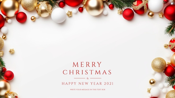 PSD vrolijk kerstfeest en gelukkig nieuwjaar achtergrond met realistische 3d kerstversiering