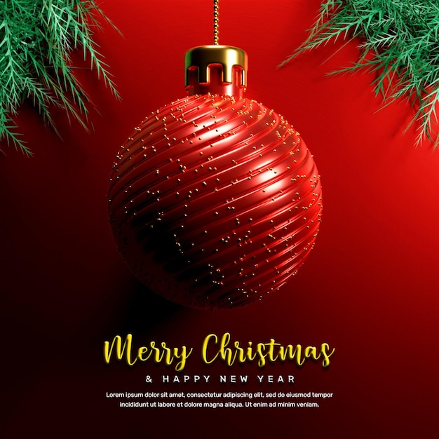 vrolijk kerstfeest en gelukkig nieuwjaar social media postsjabloon of Merry christmas instagram post