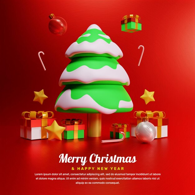vrolijk kerstfeest en gelukkig nieuwjaar social media postsjabloon of Merry christmas instagram post