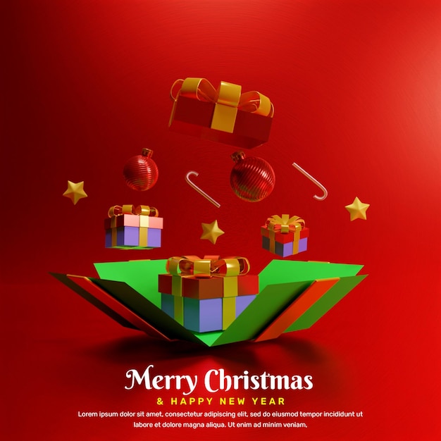 vrolijk kerstfeest en gelukkig nieuwjaar social media postsjabloon of Merry christmas instagram post