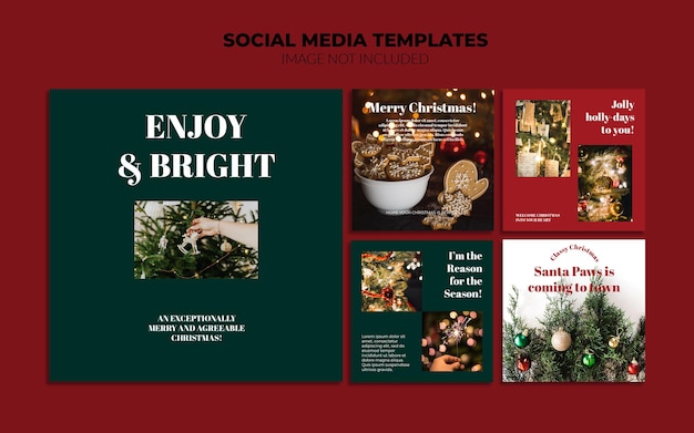 Vrolijk kerstfeest Instagram Social Media Post-sjablonen