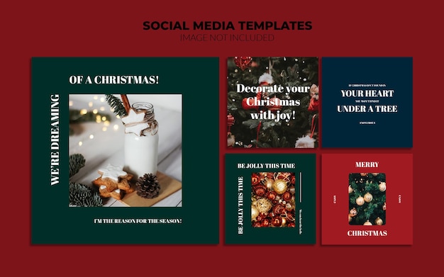 Vrolijk kerstfeest Instagram Social Media Post-sjablonen