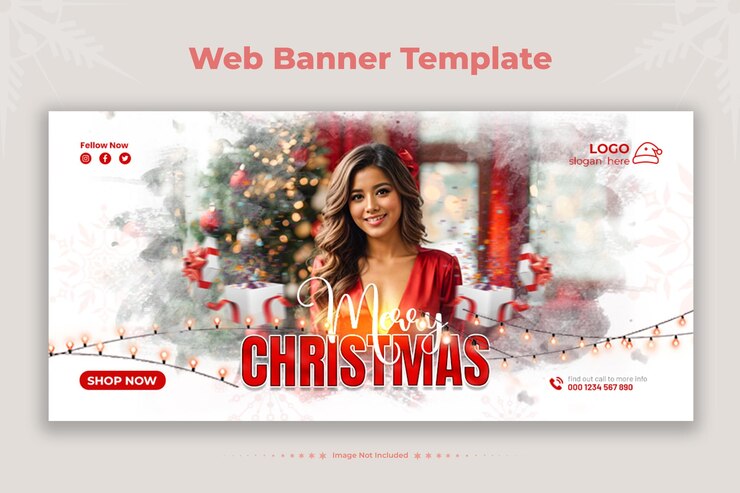 PSD vrolijk kerstfeest uitnodigingsbanner
