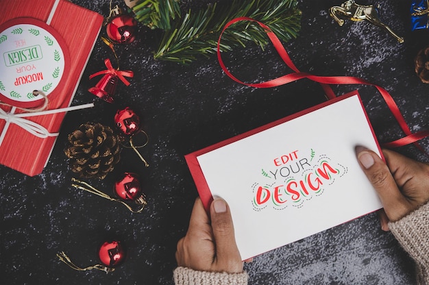 Vrolijk kerstfeest wenskaart mockup