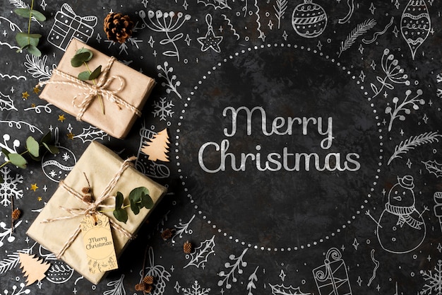 Vrolijk Kerstmisconcept met giften op lijst
