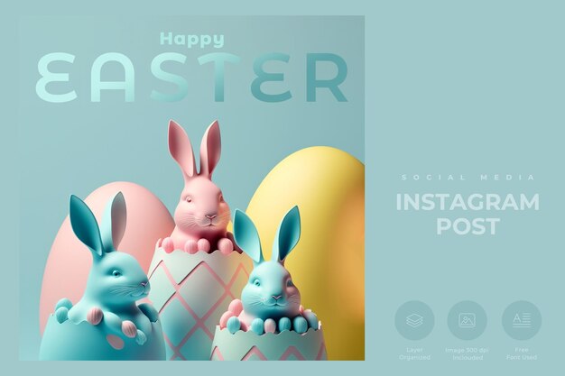 Vrolijk Pasen Instagram post 3D