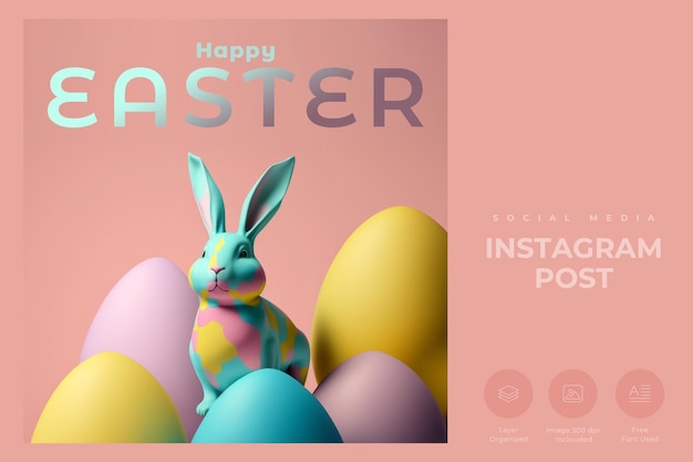 Vrolijk Pasen Instagram post 3D
