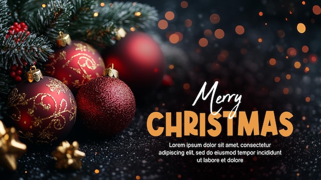 Vrolijke kerst achtergrond met rode 3d bal