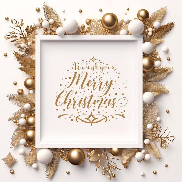 Vrolijke kerstkaartachtergrond met luxe gouden kerstbladeren