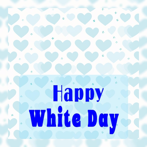 PSD vrolijke witte dag groeten blauwe harten witte achtergrond