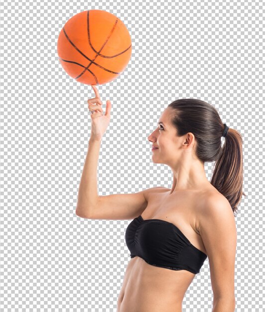 Vrouw basketbal spelen