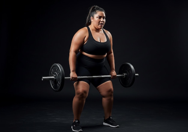 Vrouw die een halter tilt in een deadlift-oefening