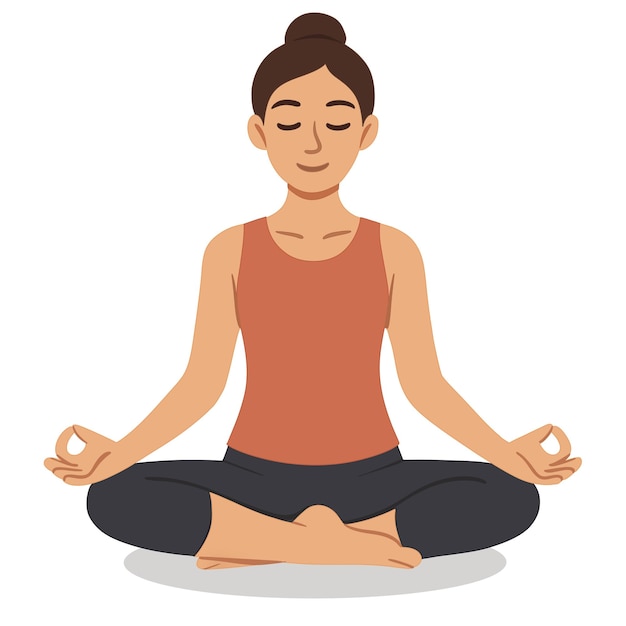Vrouw die yoga beoefent, illustratie van de lotuspositie