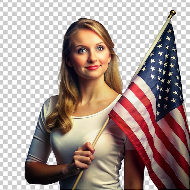 PSD vrouw met amerikaanse vlag.