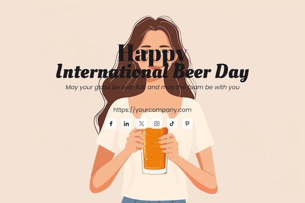 PSD vrouw met een bierkortje voor de internationale bierdag