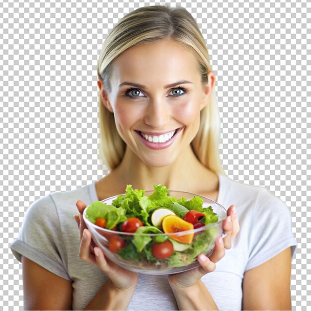 PSD vrouw met een kom salade gezonde levensstijl