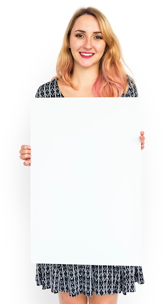 Vrouw met plakkaat Studio Concept