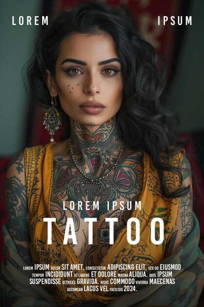 PSD vrouw met tatoeage poseert